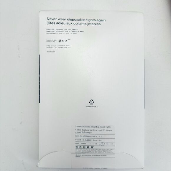 Sheertex Control Top Sheer Rip-Resist Tights #PH-YSHEERO-XL-BLK Size XL Black - Picture 2 of 4